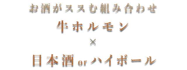 牛ホルモンX日本酒orハイボール